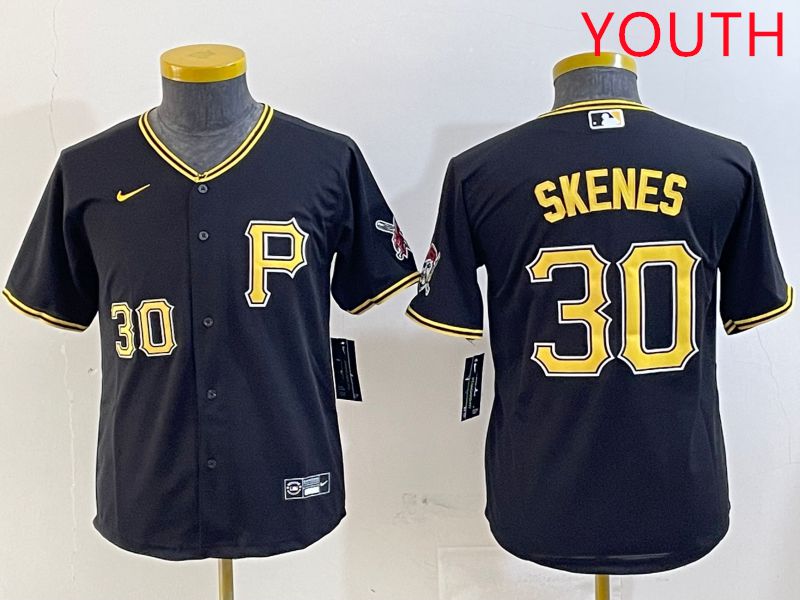 Youth Pittsburgh Pirates 30 Skenes Black Game 2025 Nike MLB Jersey style 2